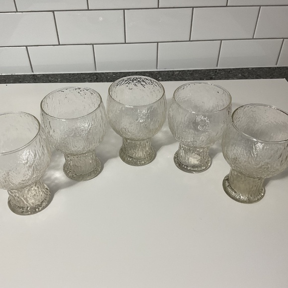 VTG MCM Indiana Glass Glacier Water Goblets, Set of 5 - Picture 6 of 7